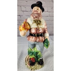 Kaldun & Bogle Pilgrim Figurine Thanksgiving Give Thanks Turkey Vegetables Corn